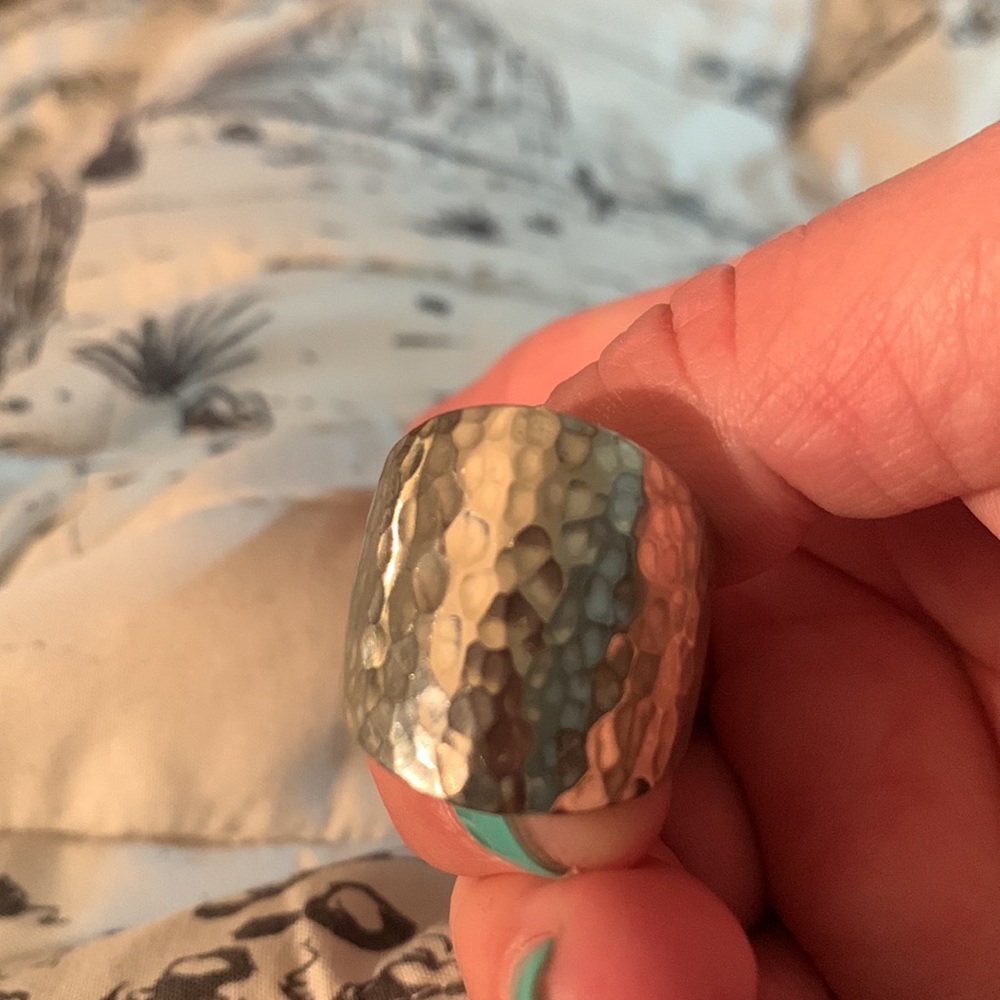 Solid Sterling Sz 9 Hammered Ring - image 4